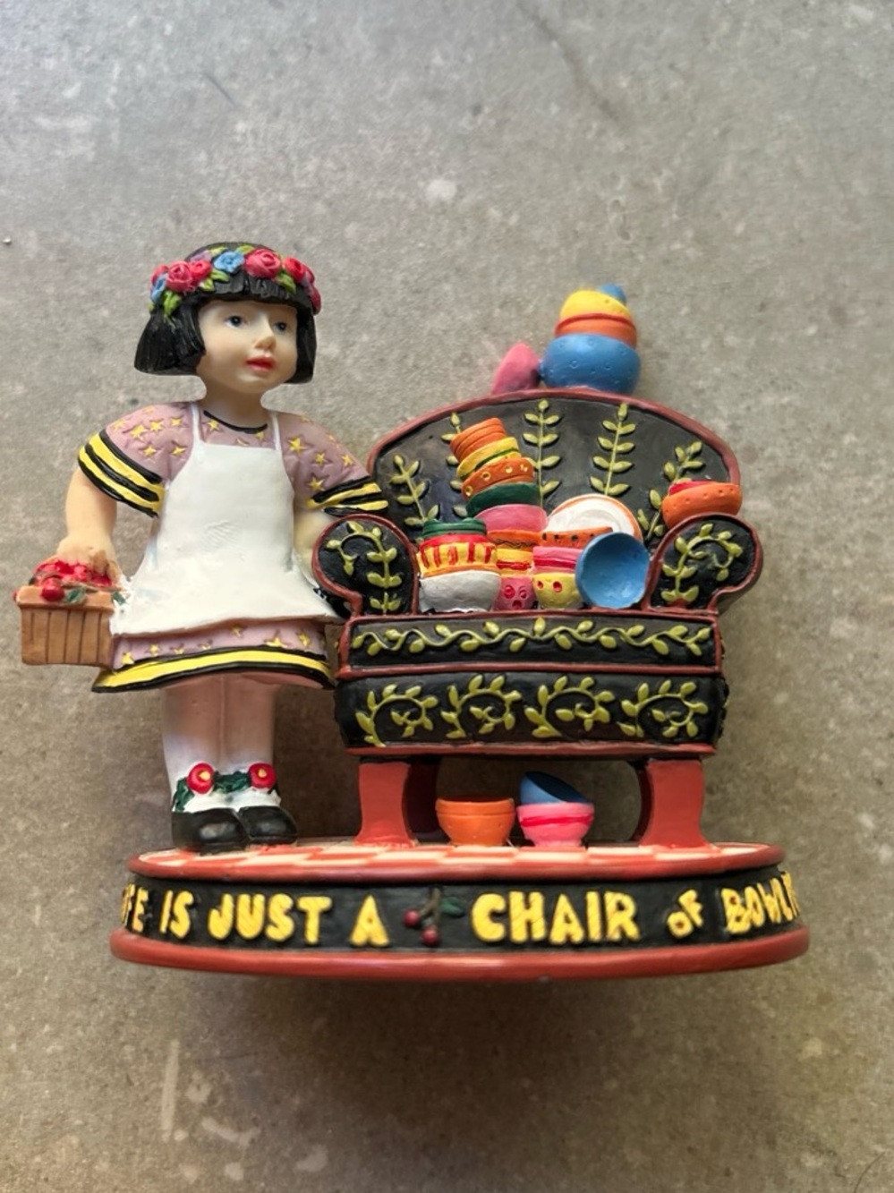 Mary Engelbreit Multicolor Girl Figurine with Red Base